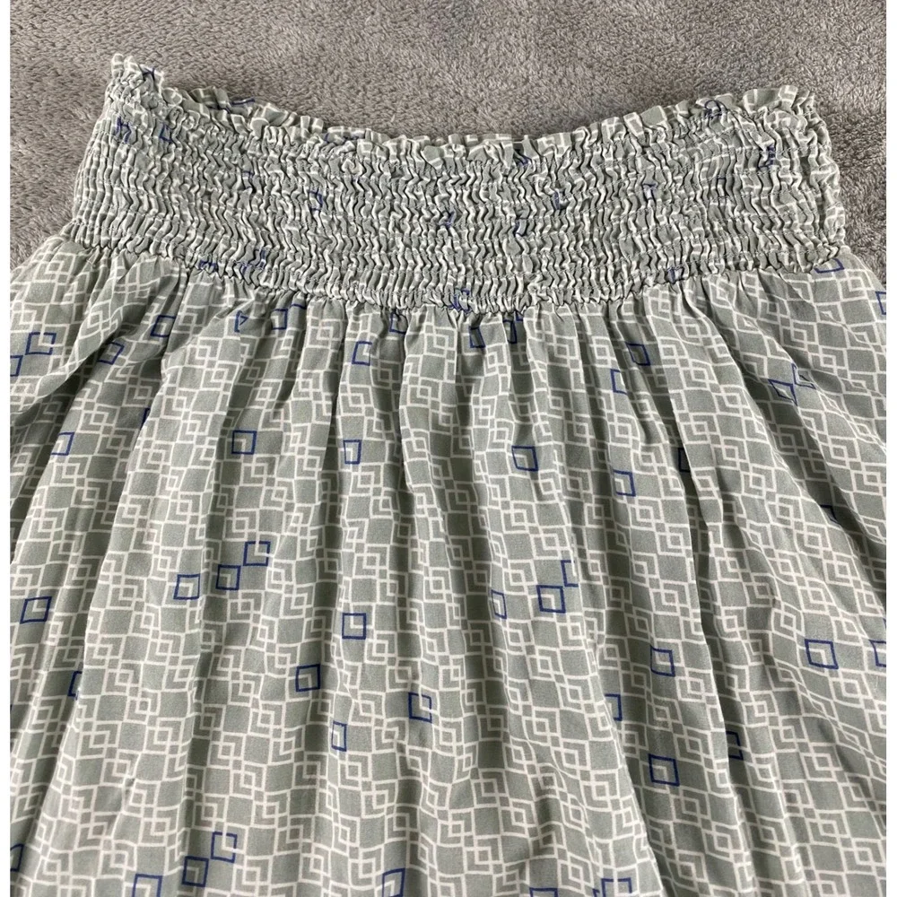 Final Touch Womens M Sage Green Geometric Smocked‎ Waist Maxi Skirt Made in USA